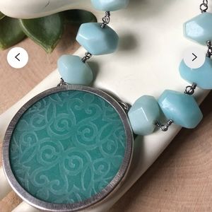 NEW~Silpada Sterling Silver Blue Quartzite Etched Pendant Necklace